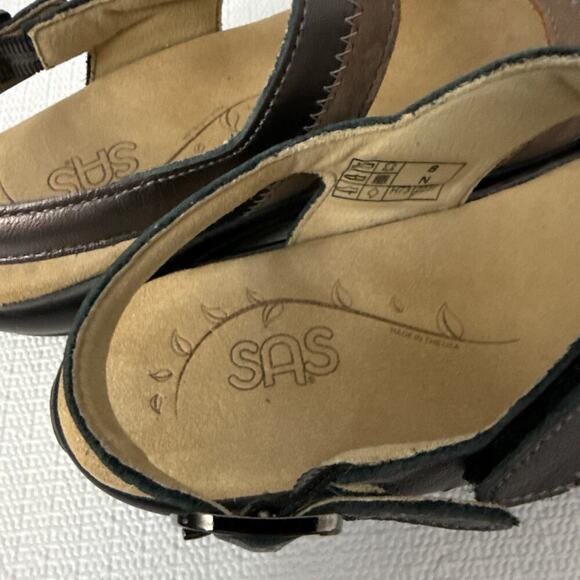 SAS Nudu Sandals Womens Size 8 N Narrow Ankle Strap Bronze Leather Comfort - Picture 7 of 11